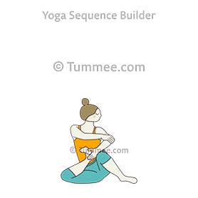 bharadvaja twist pose ii variation knees raised hand foot elbow (Bharadvajasana Ii Variation Knees Raised Hasta Pada Elbow)