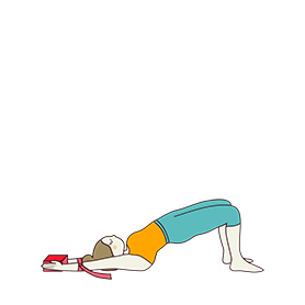 bridge pose arms overhead hands block strap (Setubandha Sarvangasana Urdhva Hasta Block Strap)