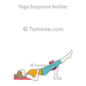 bridge pose one leg raised thighs block head back backmitra (Setubandha Sarvangasana Urdhva Eka Pada Jangha Block Sirsa Prshtha Backmitra)