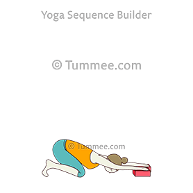 child pose variation toes hands on blocks (Balasana Variation Toes Hands On Blocks)