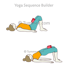 constructive rest bridge pose block thighs flow (Savasana Nata Pada Setubandha Sarvangasana Block Jangha Vinyasa)