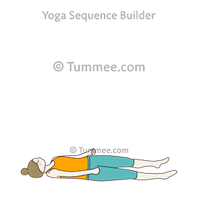 corpse pose arms lifted fist tight (Savasana Uttana Hasta Mushti Tight)