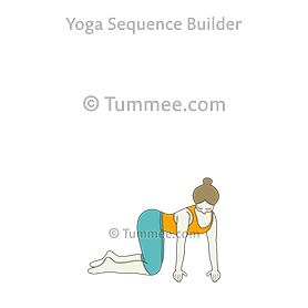 cow pose twist hands side (Bitilasana Vakra Parsva Hasta)