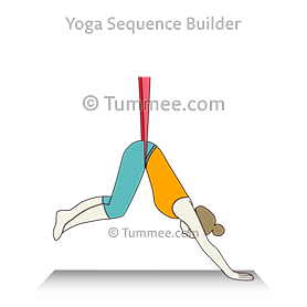 pieds de chien tournés vers le bas dans l'air, chevilles croisées (Adho Mukha Svanasana Pada In Air Gulpha Vyatyasta)