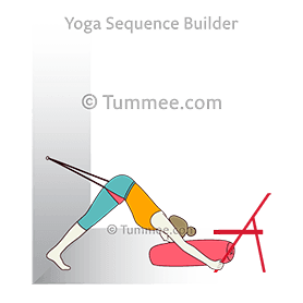 downward facing dog pose hips rope head bolster hands chair (Adho Mukha Svanasana Kati Rope Sirsa Bolster Hasta Chair)