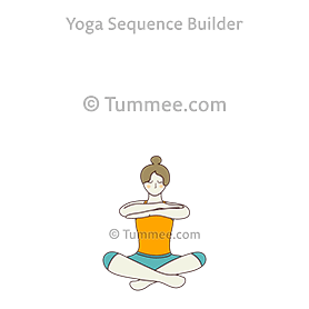 easy pose arms in front elbows right over left sobagh kriya (Sukhasana Hasta Purata Kehuni Right Over Left Sobagh Kriya)