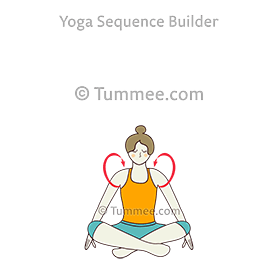 easy pose shoulder rolls arms extended down (Sukhasana Skandha Rolls Utthita Hasta Adho)