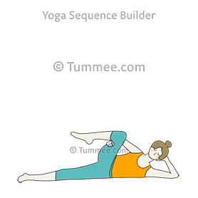 easy side reclining pose elbow under knee (Sahaja Anantasana Kehuni Pada)