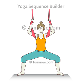 Göttinnen-Pose, Füße, Boden, Schultern, Hände, Aerial Yoga (Utkata ...