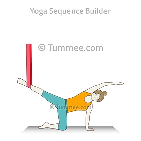 posture de la demi-lune, genou au sol, aérien (Ardha Chandrasana, genou au sol aérien)