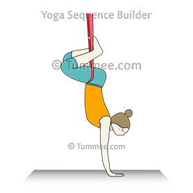 물구나무서기 자세 나비 다리 공중 요가(Adho Mukha Vrksasana Baddha Konasana Pada Aerial ...