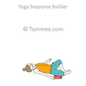 tillbakalutade fjärilspositionsblock under höfterna (Supta Baddha Konasana-block under höfterna)