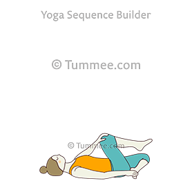 reclined half cow face pose wind release variation (Supta Ardha Gomukhasana Pawanmuktasana Variation)