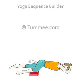 resting half frog pose knee block (Vishraam Ardha Bhekasana Janu Block)