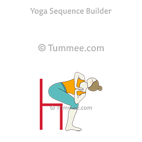 revolved chair pose hovering above chair (Parivrtta Utkatasana Hovering Above Chair)