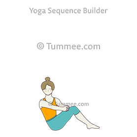 revolved easy boat pose hands interlock (Parivrtta Sahaja Navasana Baddha Hasta)