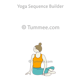 revolved easy pose variation hand on floor (Parivrtta Sukhasana Variation Hand On Floor)