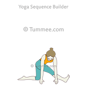 revolved half splits pose hands floor (Parivrtta Ardha Hanumanasana Hasta Floor)