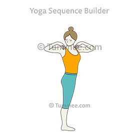 revolved mountain pose hands shoulders (Parivrtta Tadasana Hasta Skandha)