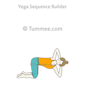 revolved table top pose variation one elbow hands behind head (Parivrtta Bharmanasana Variation Eka Kehuni Nama Hasta Sirsa)