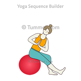 sage twist i pose prayer hands ball (Marichyasana I Anjali Mudra Ball)