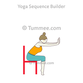seated half forward fold pose chair toes arms extended palms up (Upavistha Ardha Uttanasana Chair Toes Hasta Extended Palms Up)