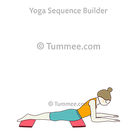 sphinx pose feet hips blankets face down (Bhujangasana Pada Kati Blankets Adho Mukha)