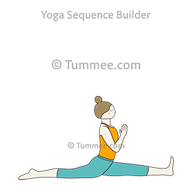 Spagat-Pose mit Gebetshänden (Hanumanasana Hasta Namaste) – 40 ...