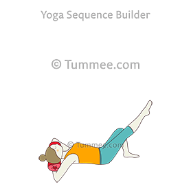 supine pose one leg raised hands clasped under head with bolster