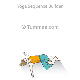 Variation av pose med ryggradens vridning och örnben i rygg (Supta Matsyendrasana Garuda Pada-variationen)