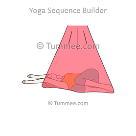 Posture de torsion vertébrale en décubitus dorsal II (Supta Matsyendrasana II Inside Aerial)