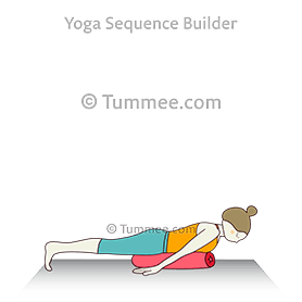 supported cobra pose chest hips bolster (Salamba Bhujangasana Chest Hips Bolster)
