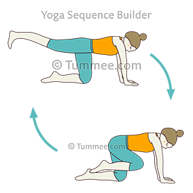 table top pose knee to nose straight spine flow (Bharmanasana Janu Nasika Straight Spine Vinyasa)