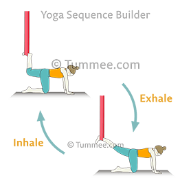 Variation de pose de table, jambe levée, genou plié, flux aérien (Bharmanasana Variation Uttana Pada Knee Bent Aerial Vinyasa)