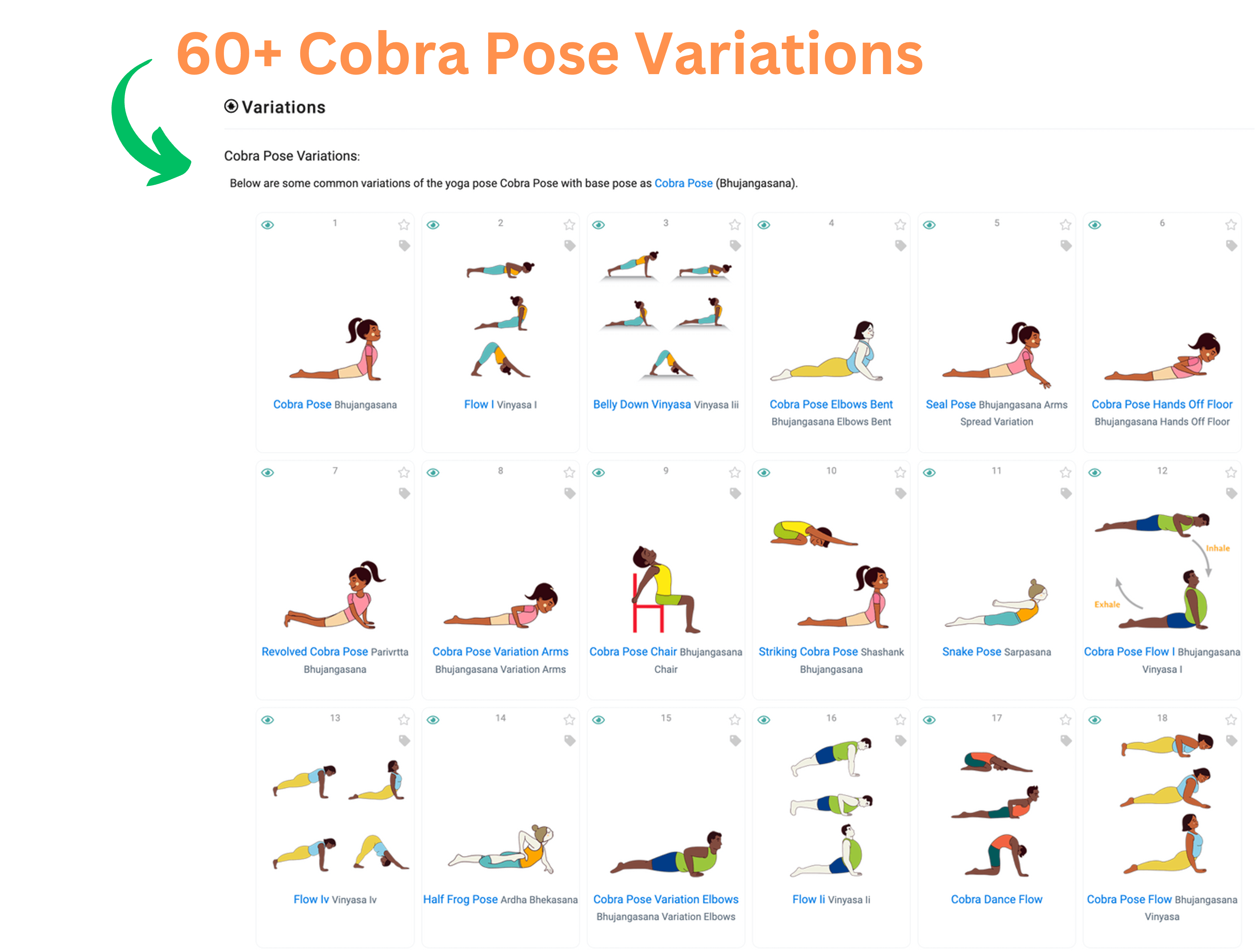 Variations of Cobra Pose